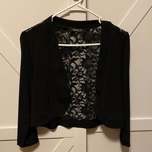Glamour Black Lace-Back Cropped Jacket
